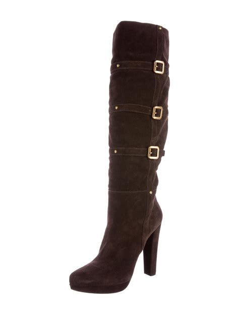 prada knee high flat boots|prada suede knee high boots.